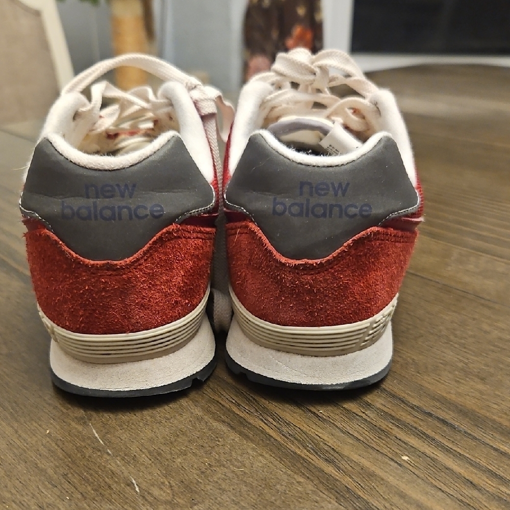 New Balance 574 Red and White Sneakers - Picture 4 of 7